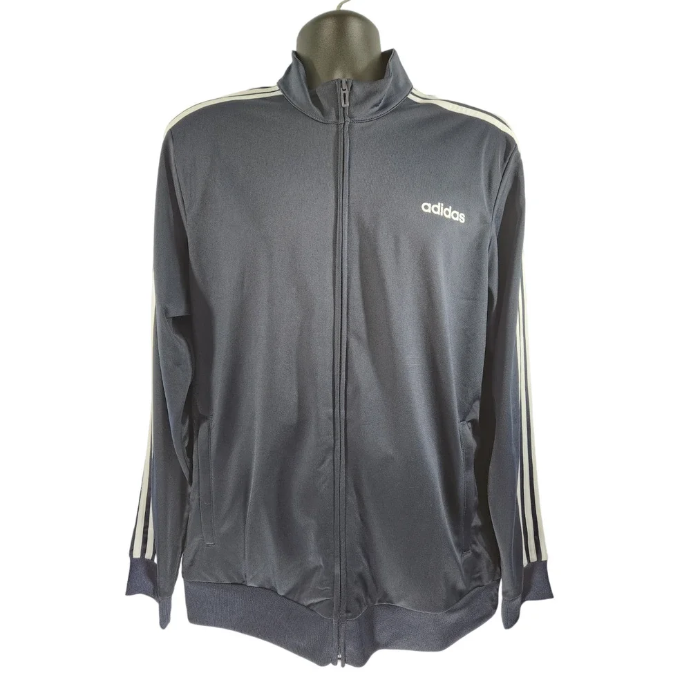 Adidas Original 3 Stripes Full-Zip Track‎ Jacket L Navy White